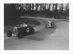 Two Frazer-Nash cars racing at Donington Park, Leicestershire, 1930s by Bill Brunell