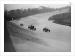 Bentleys of Eddie Hall and RO Williams and a Bugatti, BARC meeting, Brooklands, Surrey, 1931 by Bill Brunell
