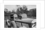 Dachshund sitting on the bonnet of Charles Mortimer's Bentley, c1930s by Bill Brunell