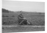 British racing driver Charles Mortimer and his pet dachshund, c1930s by Bill Brunell