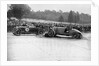 Lagonda passing R Childe's crashed Lea-Francis, BARC 6-Hour Race, Brooklands, Surrey, 1929, by Bill Brunell