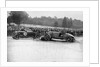 Lagonda passing R Childe's crashed Lea-Francis, BARC 6-Hour Race, Brooklands, Surrey, 1929, by Bill Brunell