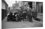 Group of men with a Triumph Super Seven, c1930(?) by Bill Brunell