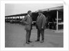 Two men chatting at Brooklands motor racing circuit, Surrey, 1920s by Bill Brunell