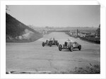 Bentley of Major H Butler and Lea-Francis Hyper racing at a BARC meeting, Brooklands, 1930 by Bill Brunell