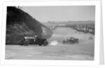 Bentley of Tim Birkin and Austro-Daimler of Edgar Fronteras, BARC meeting, Brooklands, 1930 by Bill Brunell