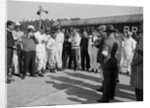 Drivers being addressed at the JCC 200 Mile Race, Brooklands, 1926 by Bill Brunell