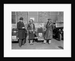 SA Crabtree and Kitty Brunell beside their Crossley cars at the RAC Rally, 1932 by Bill Brunell