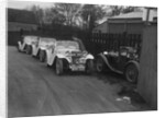 Three Singer cars and a MG PA at a motoring trial, 1930s by Bill Brunell