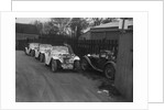 Three Singer cars and a MG PA at a motoring trial, 1930s by Bill Brunell