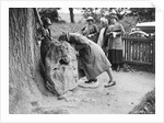 People visiting King Alfred's Blowing Stone, Kingston Lisle, near Uffington, Oxfordshire, c1920s by Bill Brunell