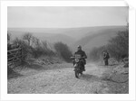 498 cc Triumph of CJ Dennis, MCC Lands End Trial, top of Beggars Roost, Exmoor, 1939 by Bill Brunell