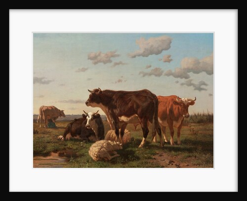 Cattle and Sheep in a Landscape 1850 by F. Jurnet