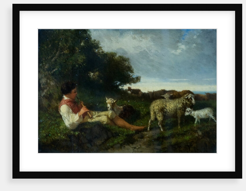 A shepherd boy and sheep by Giuseppe Palizzi