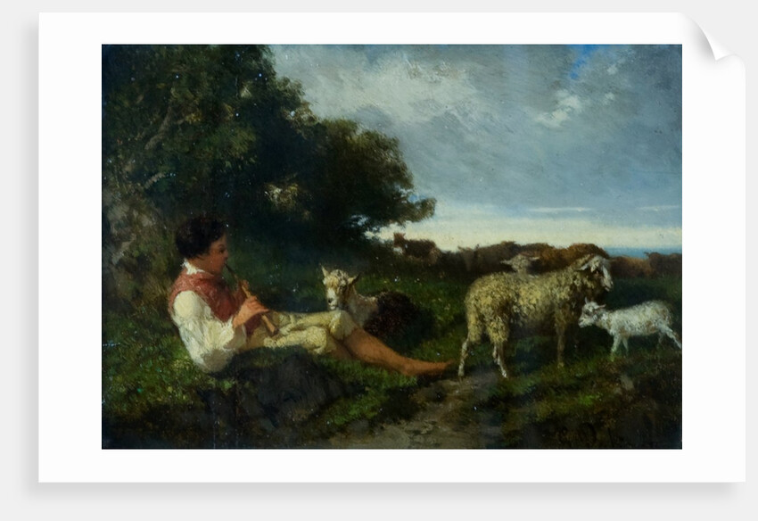 A shepherd boy and sheep by Giuseppe Palizzi