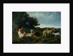 A shepherd boy and sheep by Giuseppe Palizzi