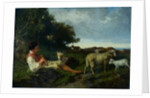 A shepherd boy and sheep by Giuseppe Palizzi