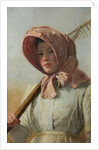 A girl with a rake over her shoulder, c.1900 by British School