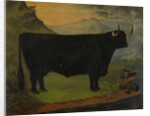 A Black Highland Bull in a Highland Landscape 1880 by E. Mitchell