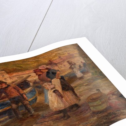 Harbour Scene with Fishermen by Robert Jobling