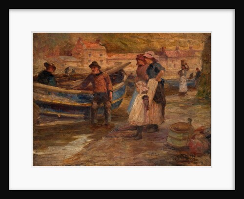 Harbour Scene with Fishermen by Robert Jobling