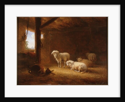 Sheep in Byre by Eugéne Joseph Verboeckhoven