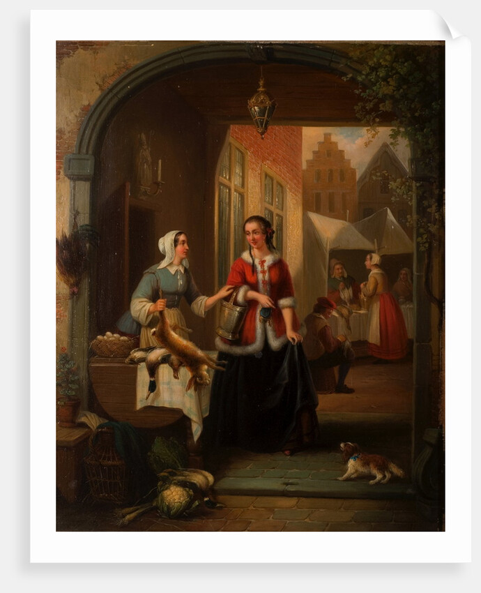 Dutch Market Scene by Henri Joseph Gommarus Carpentero