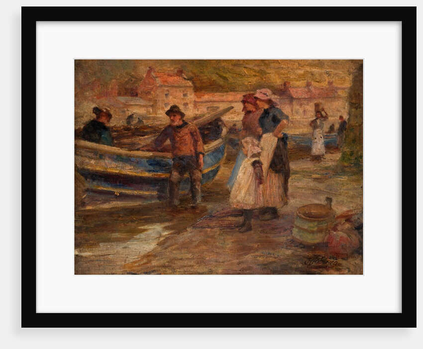 Harbour Scene with Fishermen by Robert Jobling