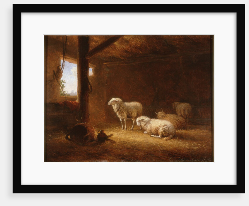 Sheep in Byre by Eugéne Joseph Verboeckhoven