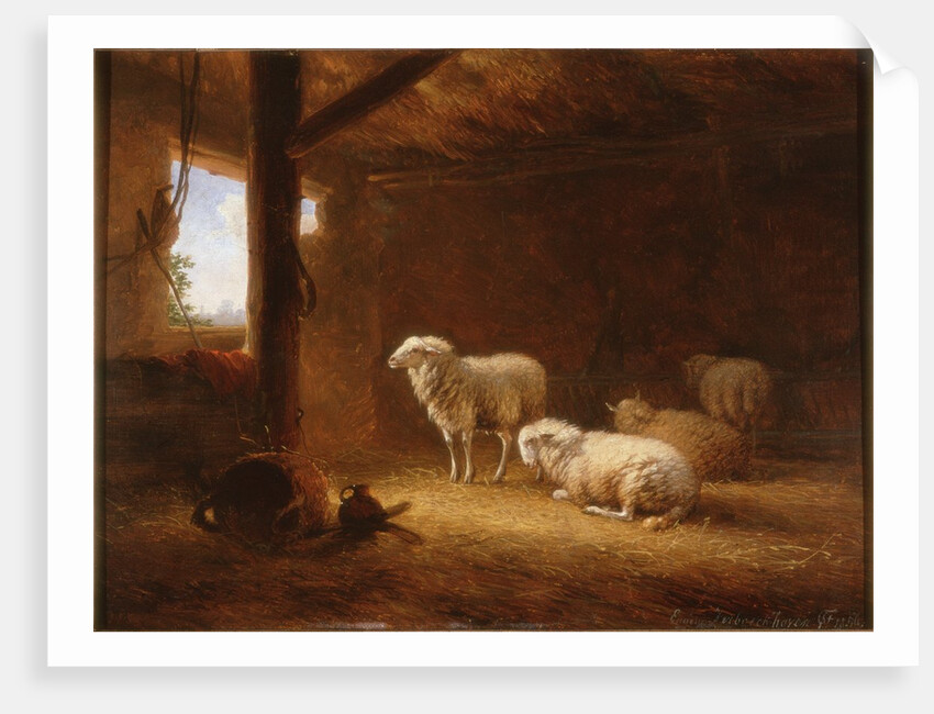Sheep in Byre by Eugéne Joseph Verboeckhoven