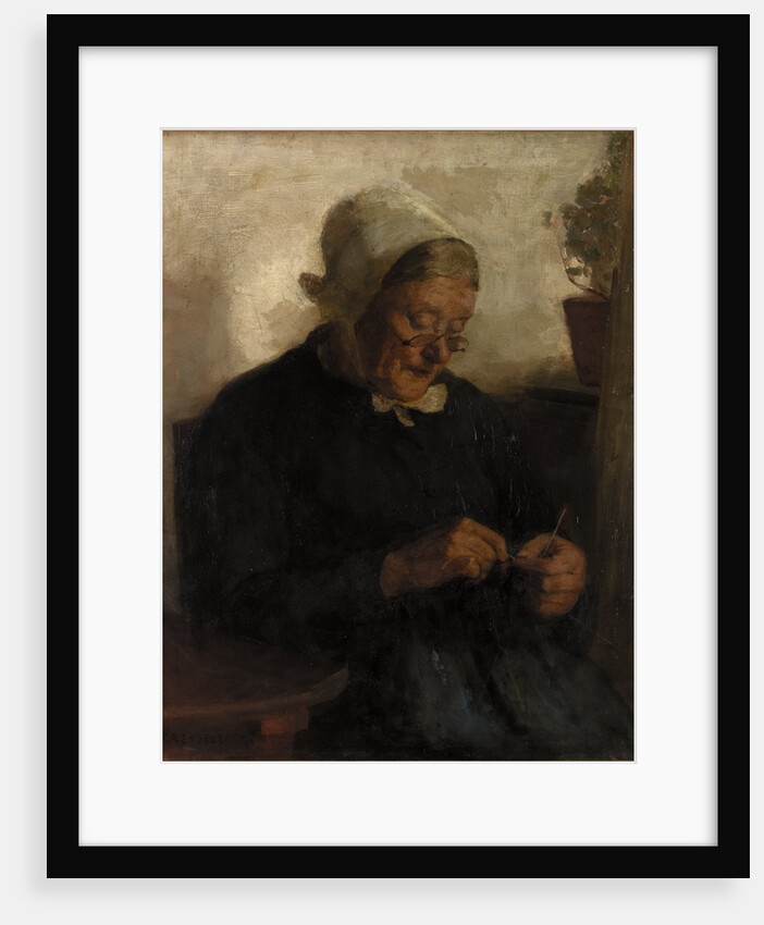 Old Woman Knitting by Florence Ada Engelbach