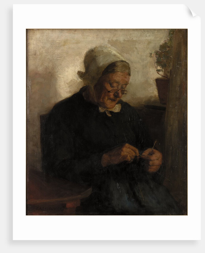 Old Woman Knitting by Florence Ada Engelbach