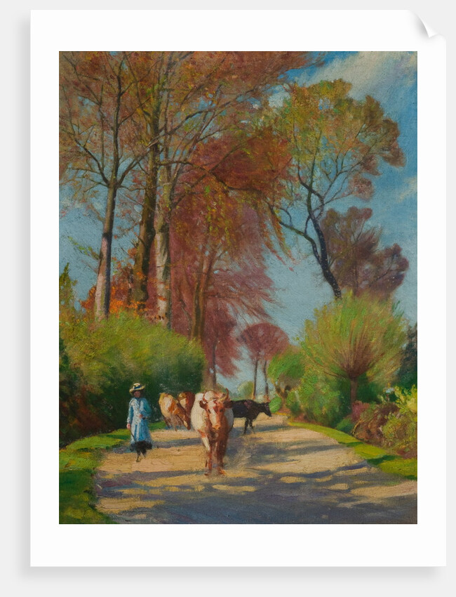 Country Lane with Figure and Cow by John Everett