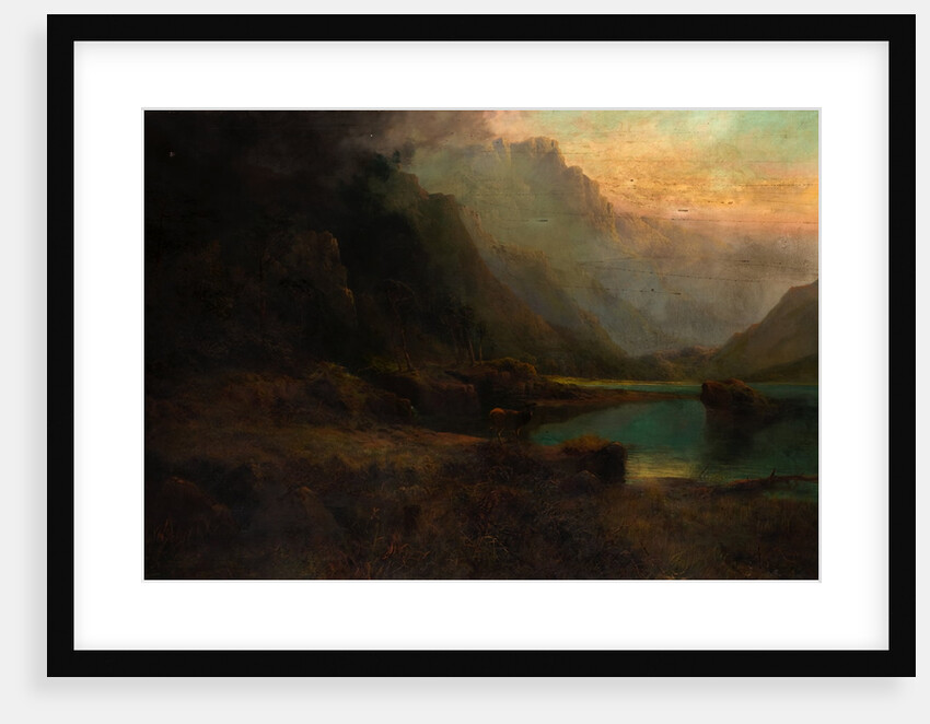 Highland Loch with Stag by Thomas Henry Gibb