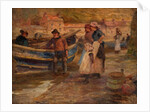 Harbour Scene with Fishermen by Robert Jobling