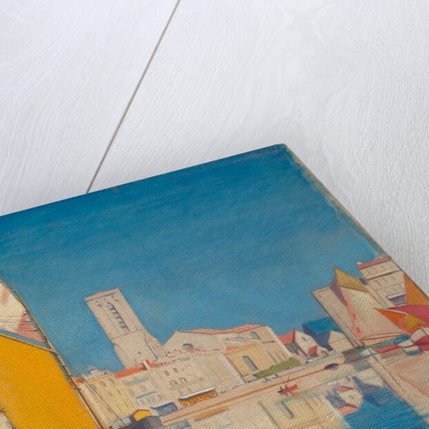 Unidentified harbour scene - the yellow sail by 