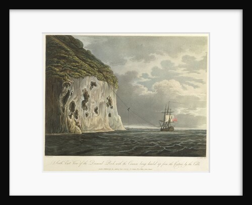 South east view of the Diamond Rock, with the cannon being hauled up from the 'Centaur' by the cable by Joseph Constantine Stadler