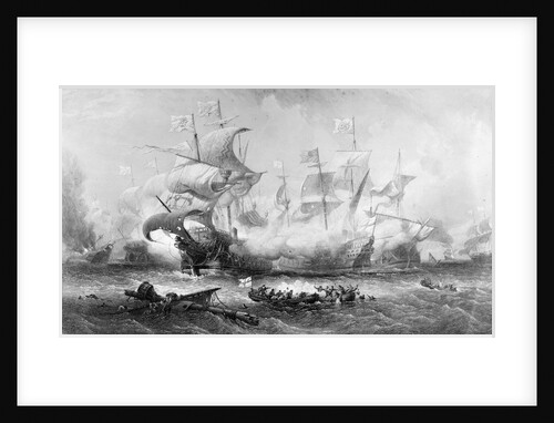 The attack of the 'Vanguard' (commanded by Sir William Winter) on the Spanish Armada, 8 August 1588 by A. Wilmore