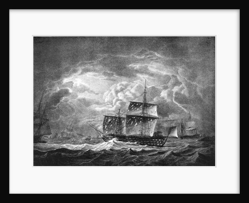 Victory... in the Gale that succeeded the Battle of Trafalgar,  the remains of... Nelson on board by Robert Dodd