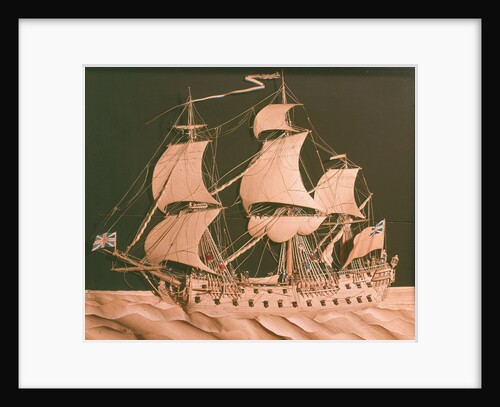 Paper sculpture of a 64-gun ship by Augustine Walker