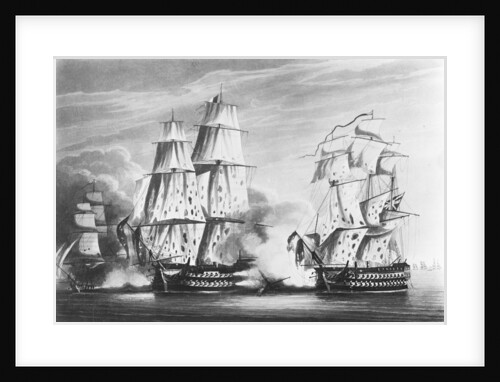 The action between HMS 'Victorious... H.M. Brig 'Weazel and a French Squadron by Clark