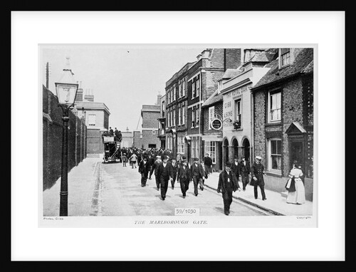 Newspaper print of The Marlborough Gate in Portsmouth dockyard by Cribb