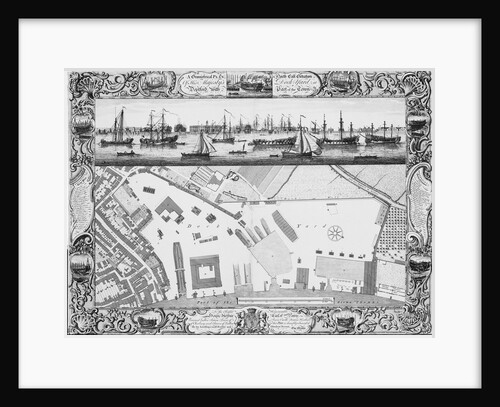 A Geometrical Plan, & North East Elevation Of His Majesty's Dock Yard, at Deptford, with Part of the Town &c by Thomas Milton; Pierre Charles Canot