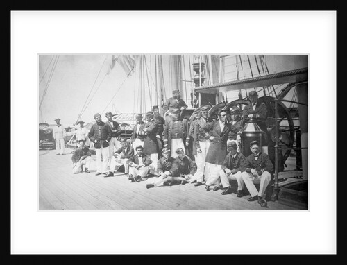Crew assembled on the upper deck of iron-armoured ship HMS 'Warrior' (1860) by unknown