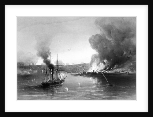 HMS 'Firefly' destroying the magazines at Brandon, Gulf of Bothnia by Thomas Goldsworth Dutton