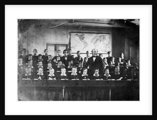 Mr John Riddle, Headmaster of the Upper Nautical School, Greenwich Hospital, with his pupils in 1855 by Unknown
