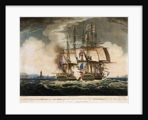 HMS 'Shannon' in battle with the American Frigate 'Chesapeake', 1 June 1813 by W. Elmes