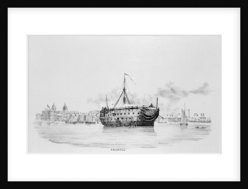 HMS 'Grampus' as a hospital ship off Greenwich by W. Porden Kay