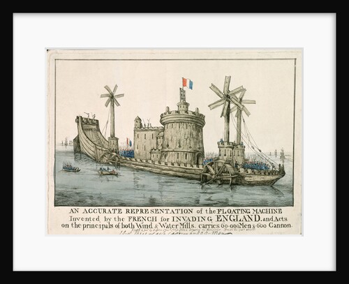 An Accurate Representation of the Floating Machine Invented by the French for Invading England by Freville