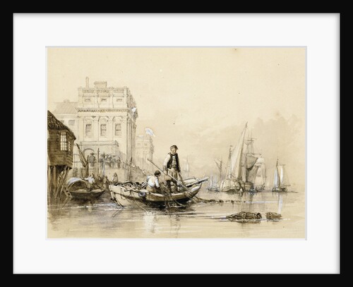 'Jack helping Freeman the fisherman' [off Greenwich Hospital]. Original illustration for Marryat's 'Poor Jack' (1840) by Clarkson Stanfield